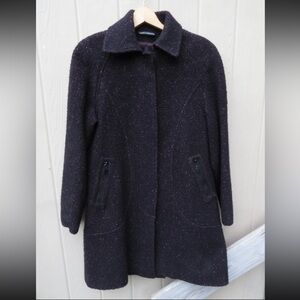 Gorgeous Y2K Tweed Trench Pea Coat Womens Small 4 Wool Blend Jacket Pink Black